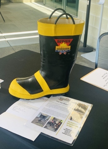 fireman's boot with flyer